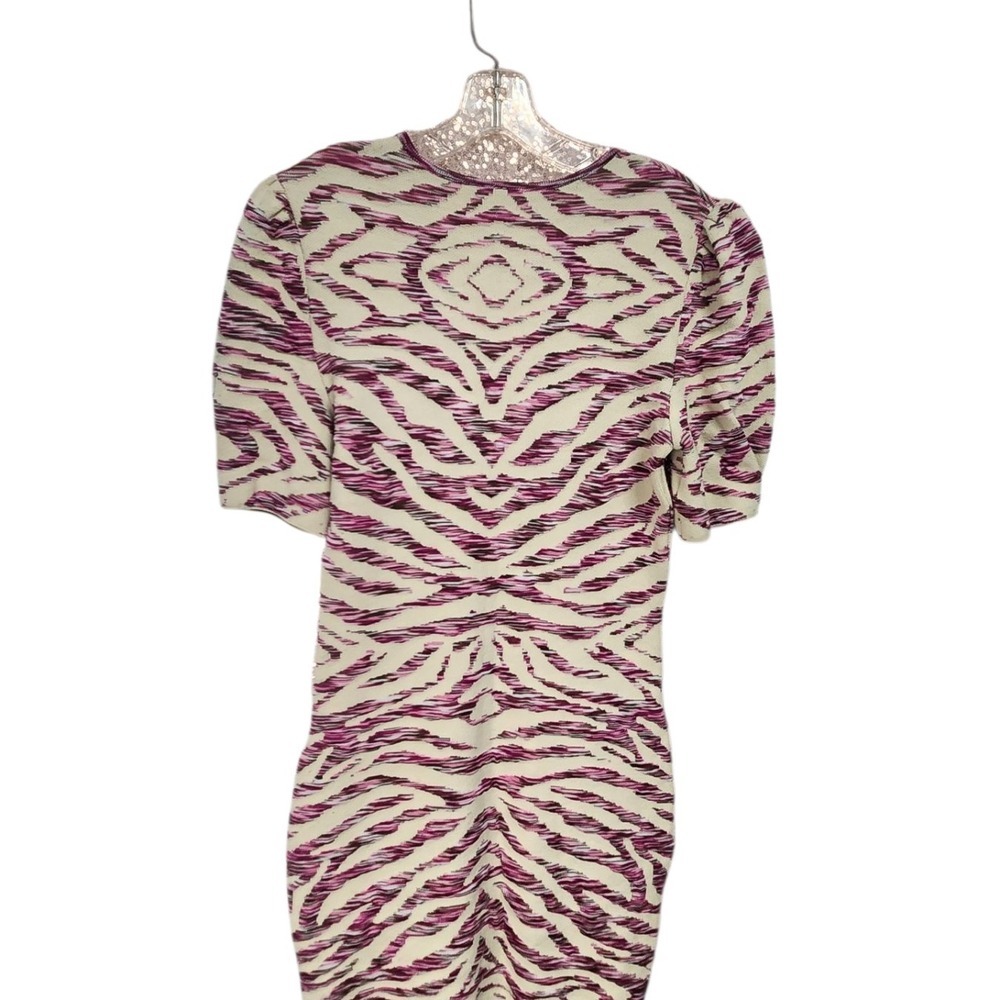 Free People Ivory Purple Zebra Print Mini Dress Short Sleeve Bodycon S